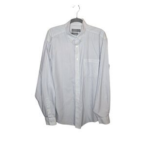 Talbots Mens Blue White Pinstripe Button-Down Dress Shirt | Size 16.5 36/37